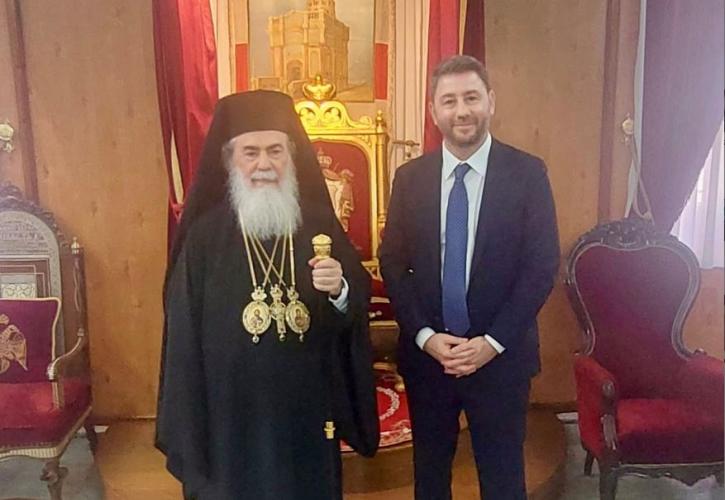 Ανδρουλάκης: Συνάντηση με τον πατριάρχη Πατριάρχη Ιεροσολύμων Θεόφιλο